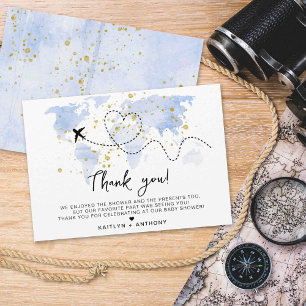 "Let The Adventure Begin!" Travel Map Baby Shower Thank You Card