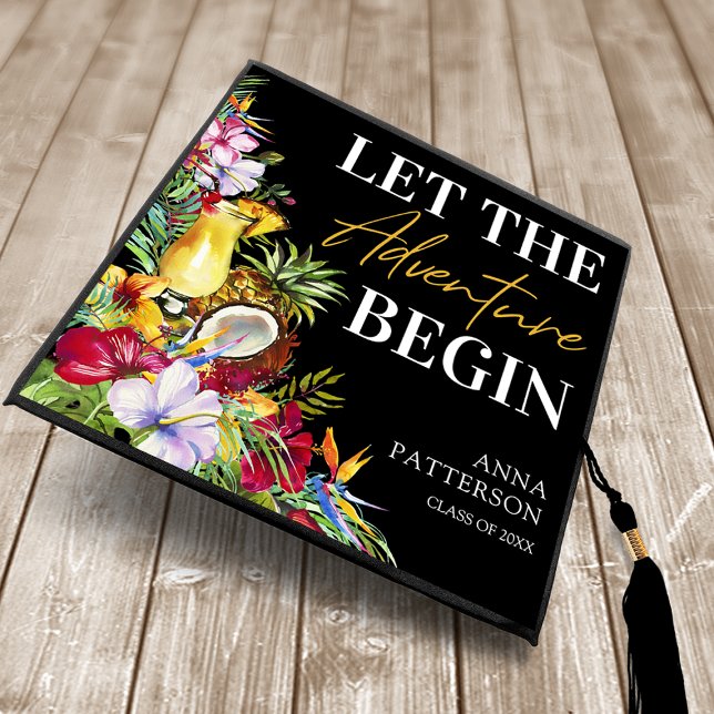 Let the Adventure Begin Tropical Graduation Cap Topper (Creator Uploaded)
