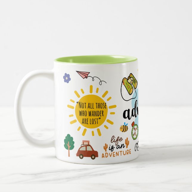 Let The Adventure Begin Two-Tone Coffee Mug (Left)