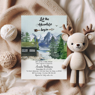 Let the Adventure Begin Watercolor Mountain Invitation