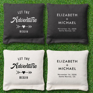 Let The Adventure Begin Wedding Cornhole Bags