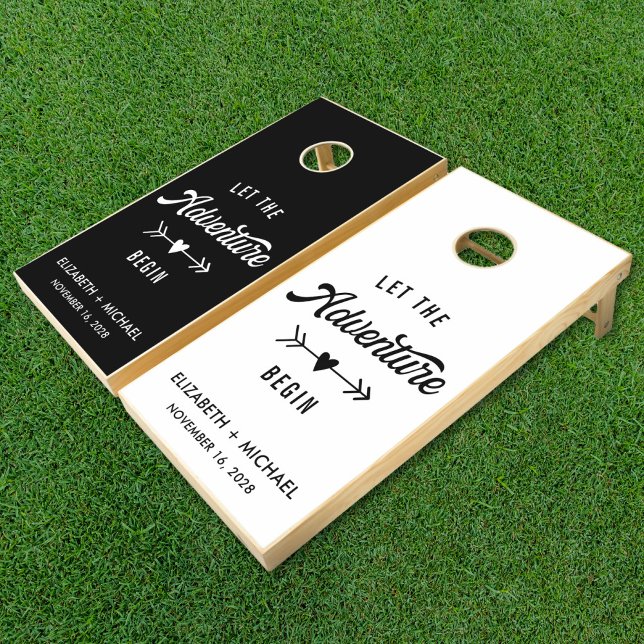 Let The Adventure Begin Wedding Cornhole Set (Creator Uploaded)