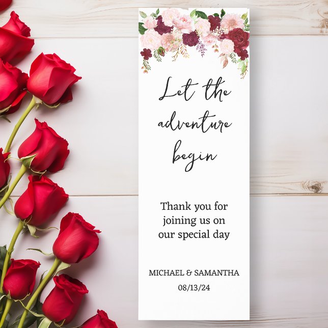 Let the Adventure Begin Wedding Favor Floral Bookmarks (Creator Uploaded)