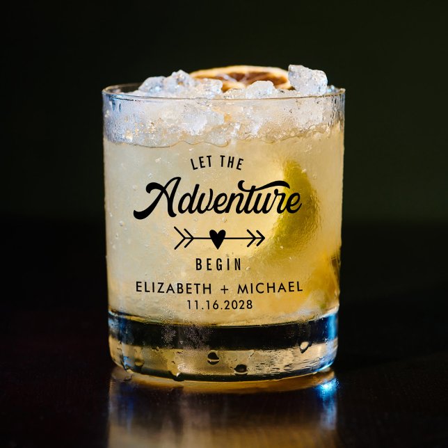 Let The Adventure Begin Wedding Favor Whiskey Glass (Creator Uploaded)