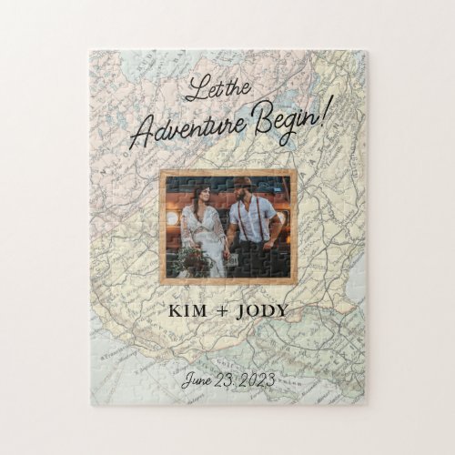 Let the Adventure Begin Wedding Photo Jigsaw Puzzle