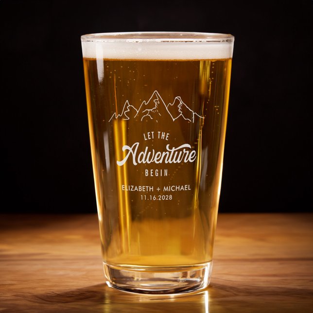 Let The Adventure Begin Wedding Pint Glass (Creator Uploaded)