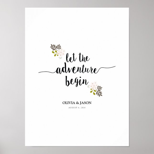 Let the Adventure Begin Wedding Reception Print (Front)