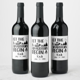 Let the Adventure Begin Wedding Wine Label