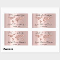 Let The Adventure Begin Wedding World Earth Rose Rectangular Sticker, Zazzle