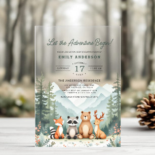 Let The Adventure Begin Woodland Baby Shower Acrylic Invitations