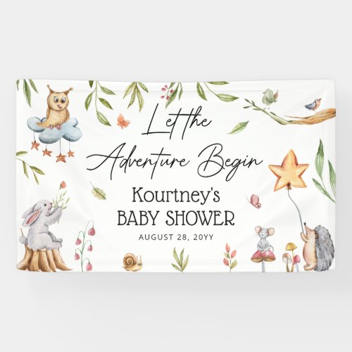 Let the Adventure Begin Woodland Baby Shower Banner