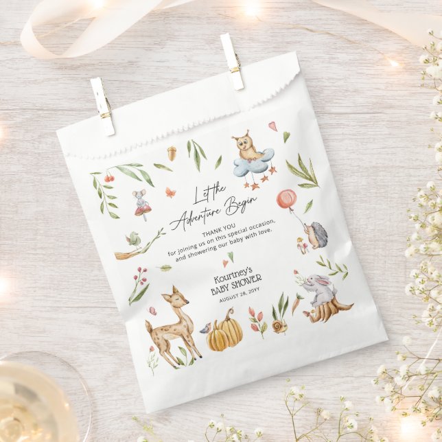 Let the Adventure Begin' Woodland Baby Shower Favor Bag (Clipped)