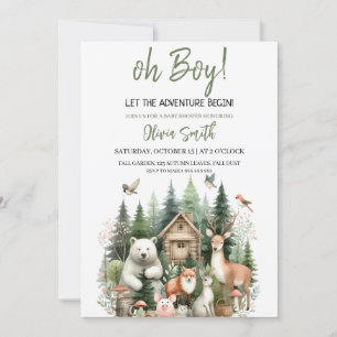 Let the Adventure Begin Woodland Baby Shower  Invitation
