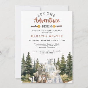 Let the Adventure Begin Woodland Baby Shower Invitation