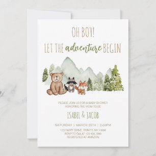 Let the Adventure Begin Woodland Baby Shower Invitation