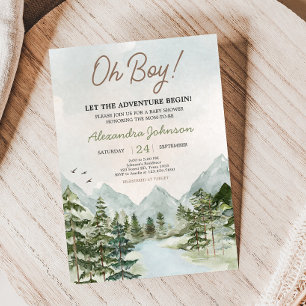 Let the Adventure Begin Woodland Baby Shower Invitation