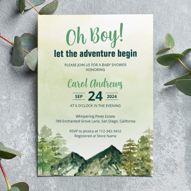 Let The Adventure Begin Woodland Baby Shower Invitation (Creator Uploaded)