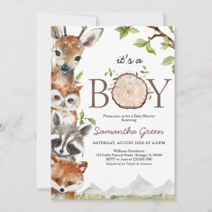 Let the Adventure Begin Woodland Baby Shower Invitation