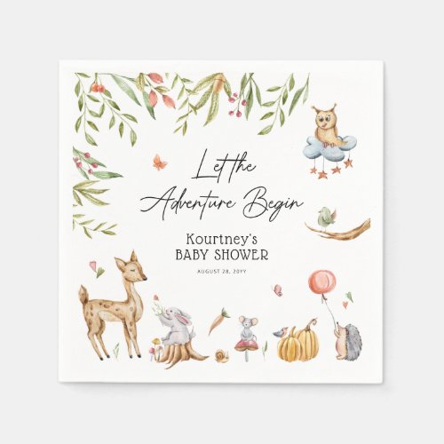 Let the Adventure Begin Woodland Baby Shower Napkins