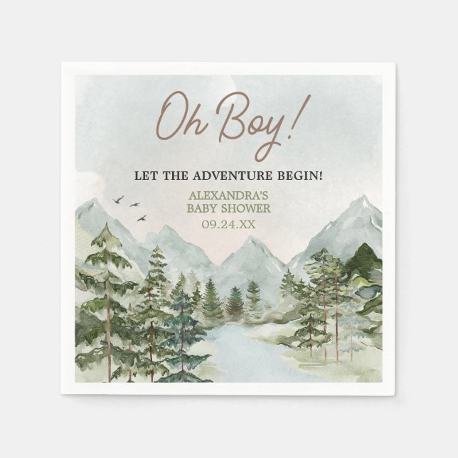 Let the Adventure Begin Woodland Baby Shower Napkins (Front)