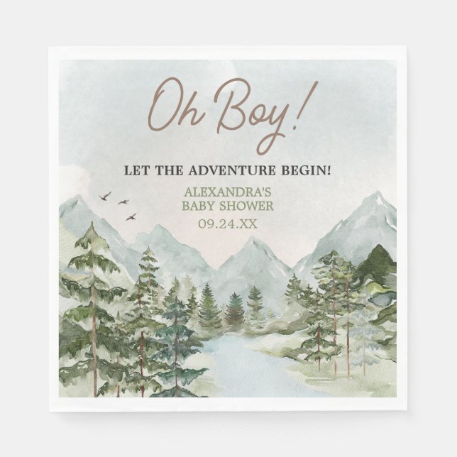 Let the Adventure Begin Woodland Baby Shower Napkins (Front)