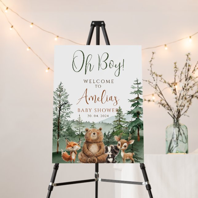 Let the Adventure Begin Woodland Boy Baby Shower Foam Board (In Situ (Stand))