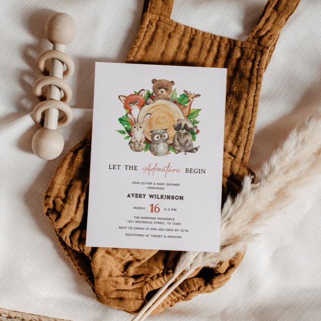 Let The Adventure Begin Woodland Boy Baby Shower Invitation (Creator Uploaded)