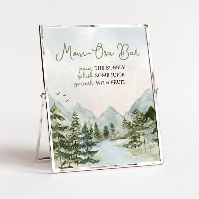 Let the Adventure Begin Woodland Mom Osa Bar Poster (Forest Baby Shower Mom Osa Bar Sign)