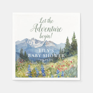 Let The Adventure Mountain Floral Baby Shower Napkins