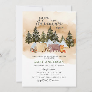 Let The Adventure Woodland Baby Shower Invitation