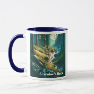 Let the Adventures Begin   Camping Themed Mug