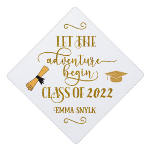 Let The Asventure Begin Class Of Elegant Graduation Cap Topper