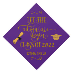 Let The Asventure Begin Class Of Elegant Graduation Cap Topper