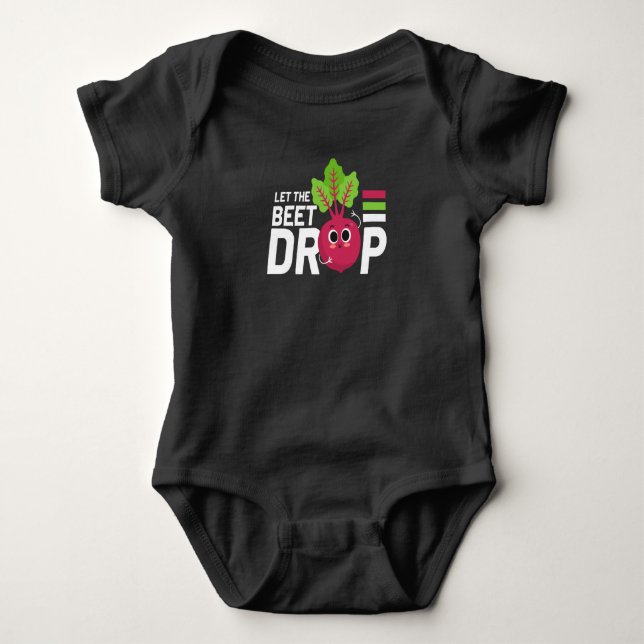Let The Beet Drop Festival EDM Music DJ Baby Bodysuit (Front)