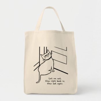Let The Cat Out  - Funny Cat Gift For Cat Lovers Tote Bag by FunkyChicDesigns at Zazzle