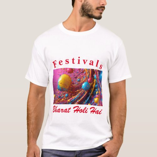 Let the Colors Dance Celebrate Holi in Geometric T_Shirt