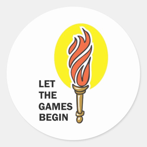 LET THE GAMES BEGIN CLASSIC ROUND STICKER
