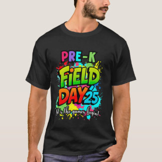 Let The Games Begin Pre K Field Day 2025 Teachers  T-Shirt