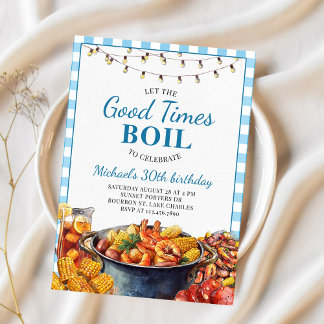 Let The Good Times Boil Seafood Birthday Invitation