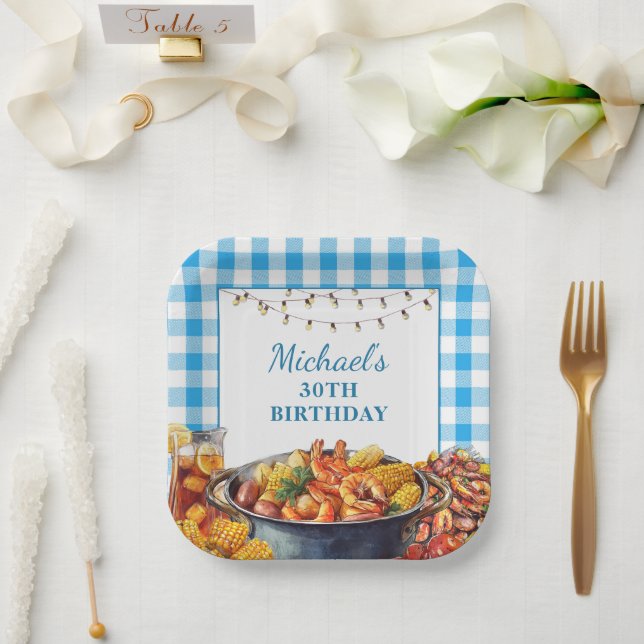 Let The Good Times Boil Seafood Birthday Paper Plates (Wedding)
