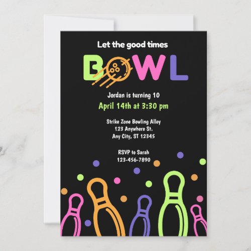 Let the Good Times Bowl Birthday Invitation 