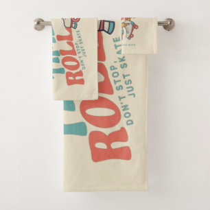 LET THE GOOD TIMES ROLL 80s RETRO ROLLER SKATE Bath Towel Set