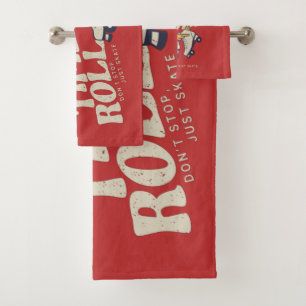 LET THE GOOD TIMES ROLL 80s RETRO ROLLER SKATE Bath Towel Set