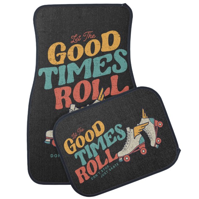 LET THE GOOD TIMES ROLL 80s RETRO ROLLER SKATE Car Floor Mat (Set)