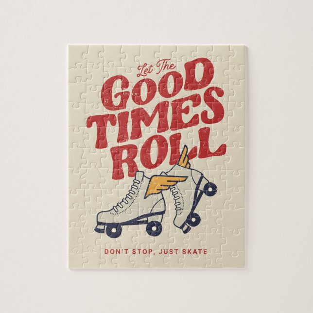 LET THE GOOD TIMES ROLL 80s RETRO ROLLER SKATE Jigsaw Puzzle (Vertical)