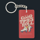 LET THE GOOD TIMES ROLL 80s RETRO ROLLER SKATE Keychain<br><div class="desc">Vintage & fun Roller skate design - Let The Old Time Roll for anyone who loves their Roller Skates. This design is also available on different products including stickers,  mugs,  t-shirts,  phone cases,  and more! To buy this design,  choose your favorite product,  click add and checkout!</div>