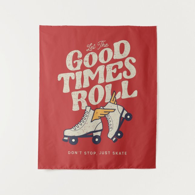 LET THE GOOD TIMES ROLL 80s RETRO ROLLER SKATE Tapestry (Front)