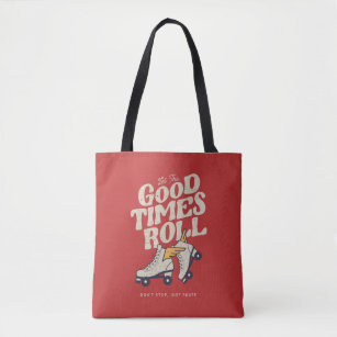 LET THE GOOD TIMES ROLL 80s RETRO ROLLER SKATE Tote Bag