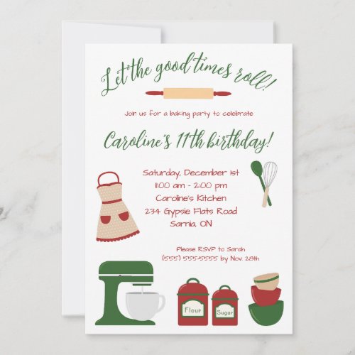 Let the Good Times Roll  Baking Birthday Party Invitation
