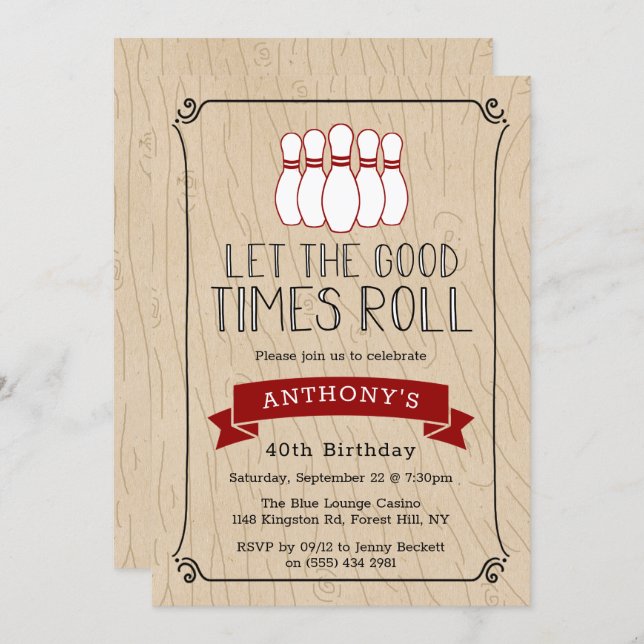 Let The Good Times Roll | Bowling Birthday Invitation (Front/Back)